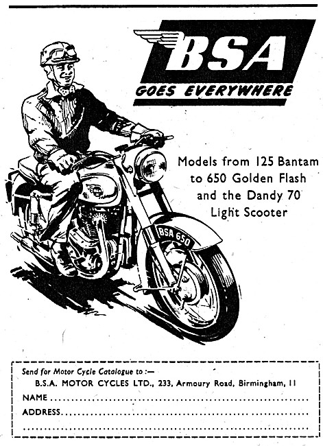 BSA Motor Cycles 1957                                            
