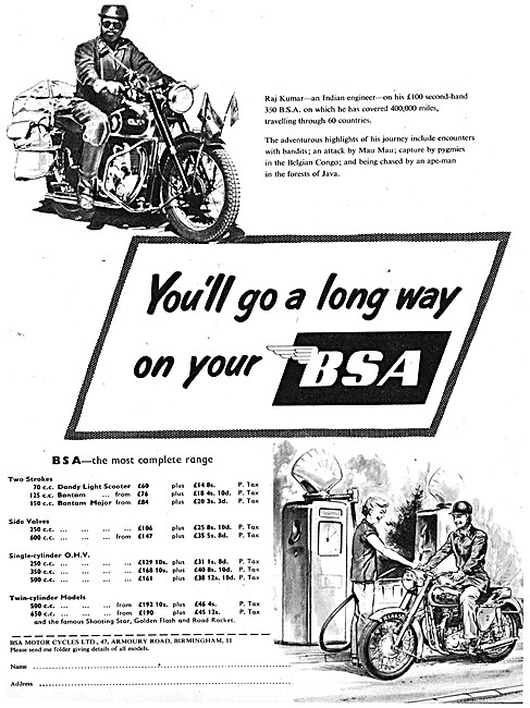 The BSA Motorcycle Model Range For 1957 - BSA 350 cc             