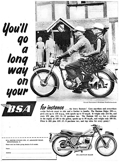 BSA  Bantam 1957 Advert - BSA Bantam Major                       