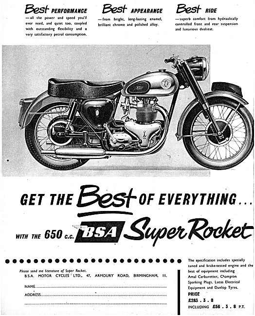 1958 BSA  Super Rocket 650 cc                                    