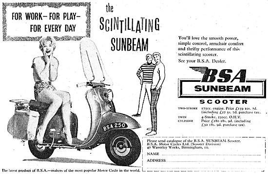 1960 BSA Sunbeam 250 cc Motor Scooter                            