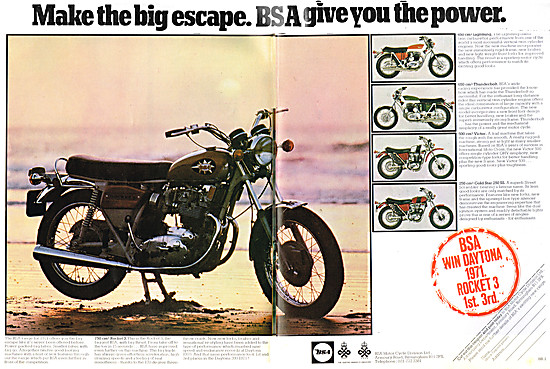 The 1971 BSA Motorcycle Model Range - BSA Rocket 3 750 cc        