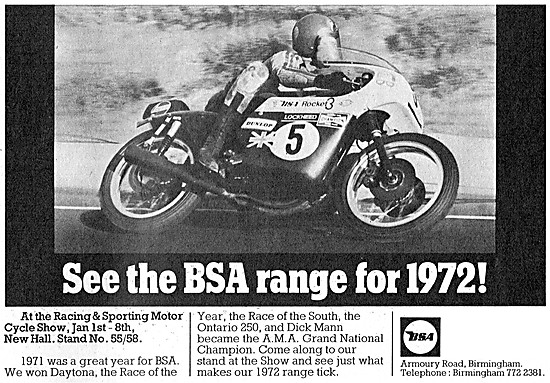 BSA  Motorcycles 1972 Models                                     