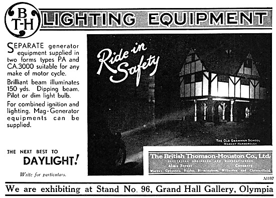BTH Motor Cycle Generators For Lighting Systems 1931             