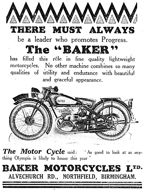Baker Motor Cycles - The Baker Lightweight Motor Cycle           