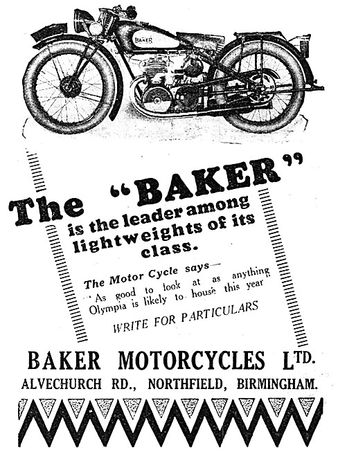 Baker Motor Cycles 928 Advert                                    
