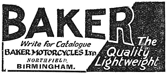 Baker Lightweight Motor Cycles Advert                            