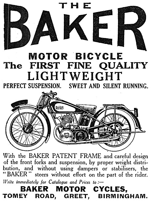 1930 Baker Motor Cycles - The Baker -                            