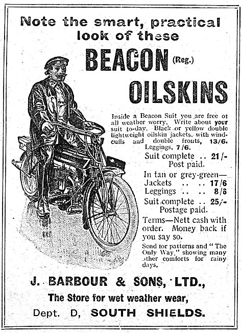 Barbour Beacon Oilskins For Motorcyclists.                       