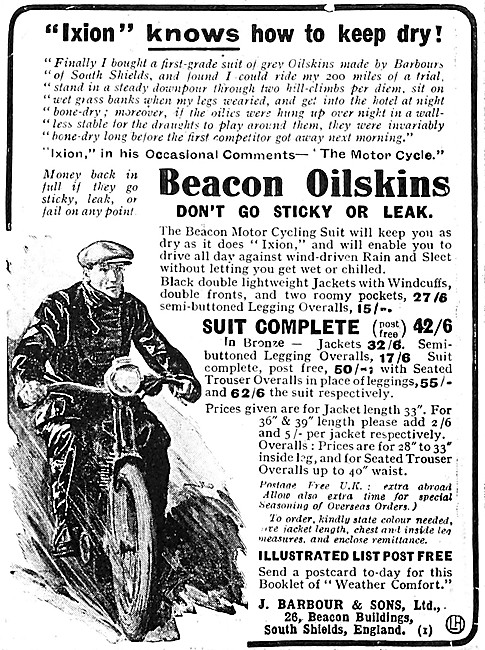 192os Barbour Beacon Oilskins For Motorcyclists                  