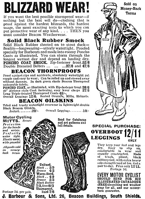 Barbour Beacon Thornproof Jackets For Motorcyclists 1934 Style   