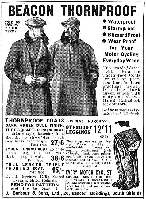 Barbour Beacon Thornproof Coats For Motorcyclists                