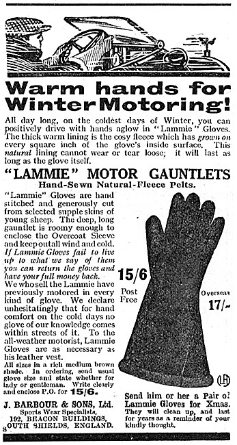 Barbour Lammie Motor Gauntlets 1936                              