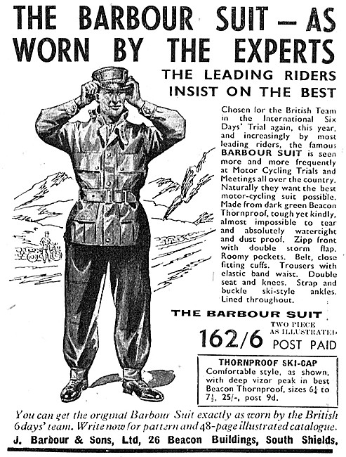 Barbour Motor Cycle Clothing 1949 Pattern                        