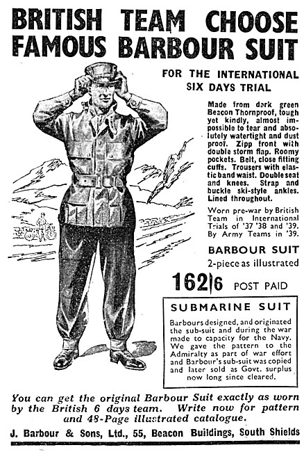 1949 Barbour Suit  Advert                                        