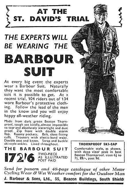 The Barbour Suit For Motorcyclists 1950 Style                    