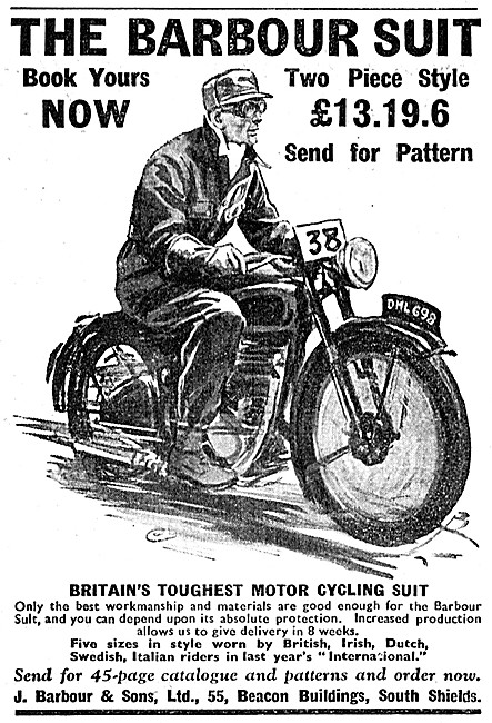 Barbour Suits For Motor Cyclists                                 