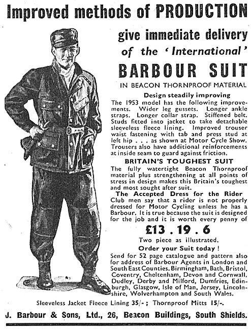 Barbour Thornproof Suit For Motorcyclists 1953 Pattern           