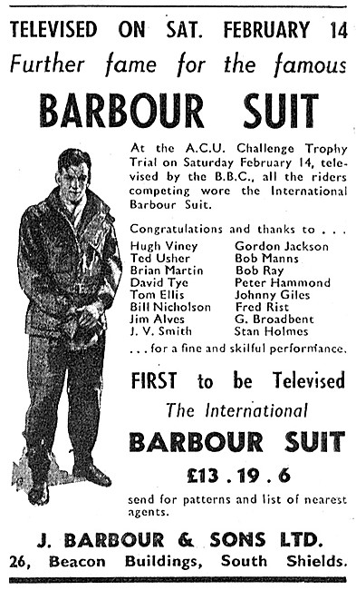 Barbour Motor Cycle Suits 1953 Style                             