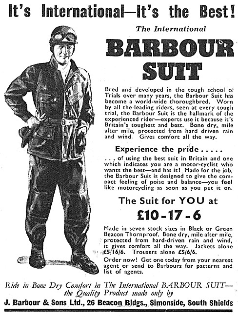 The International Barbour Suit For Motorcyclists 1957 Style      