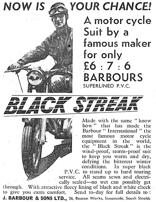 Barbour Black Streak PVC Motor Cyclists Suit                     