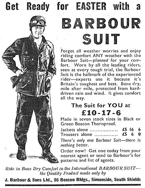 Barbour Motor Cycle Suit 1959 Advert                             