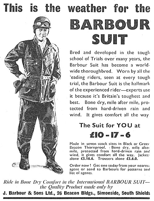 Barbour Suits For Motorcyclists                                  