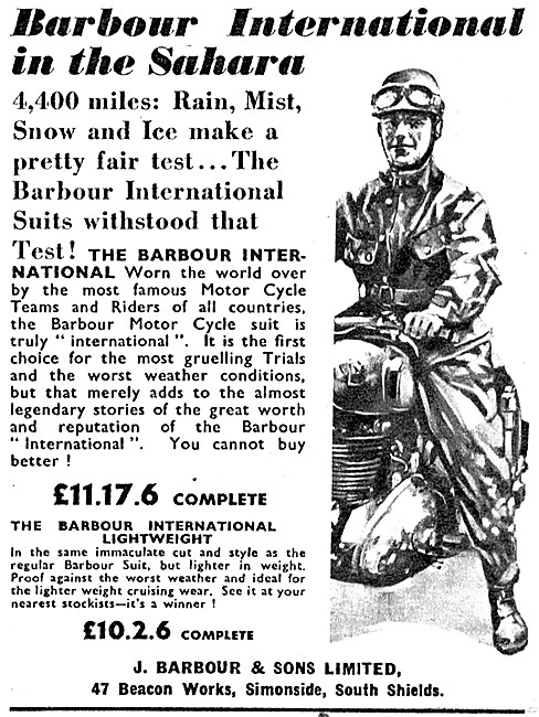 1960 Barbour International Motorcycling Suit                     