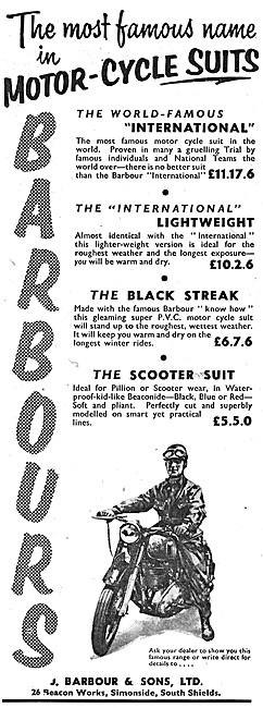 Barbour Motorcycle Suits 1960 Styles                             