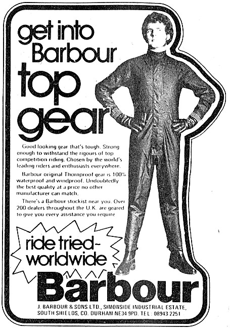 Barbour Weatherproof Riding Suits For Motorcyclists              