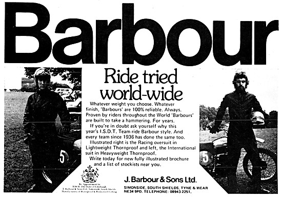 Barbour Suits For Motorcyclists - Barbour Thornproof Suits 1975  