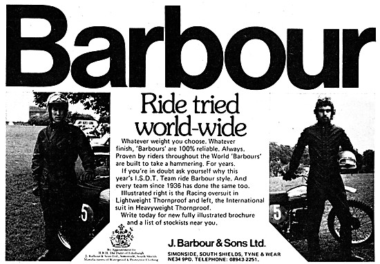 Barbour Suits For Motorcyclists - Barbour Motor Cycle Clothing   