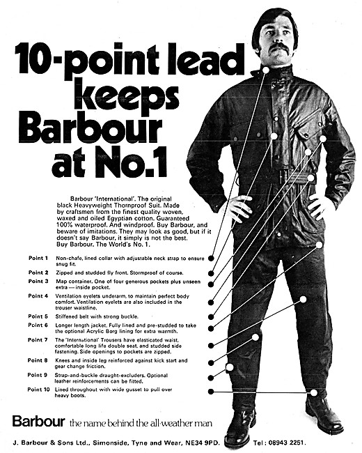 Barbour International Thornproof Suits For Motorcyclists         