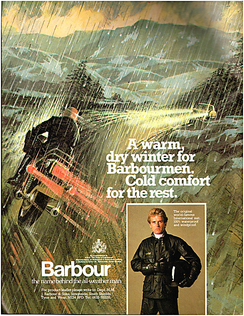 Barbour International Motor Cycle Suit 1980 Pattern              