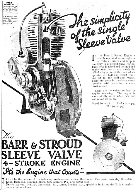 1922 Barr & Stroud Four-Stroke Sleeve Valve Motor Cycle Engines  