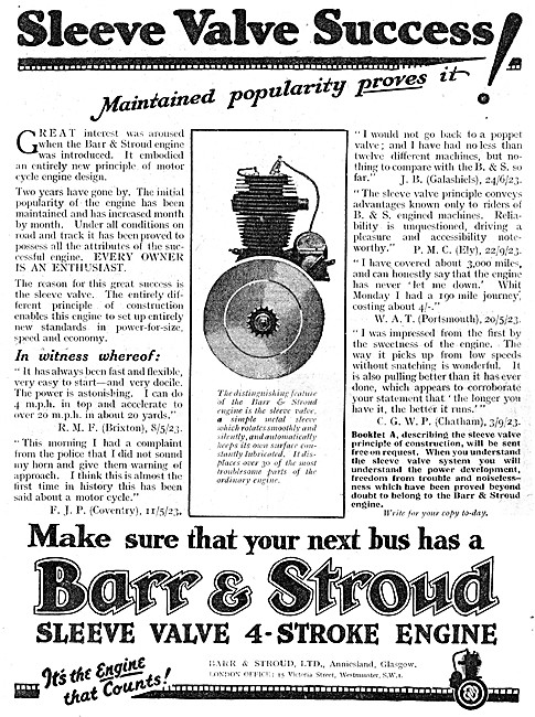 1924 Barr & Stroud Sleeve Valve Motor Cycle Engines              