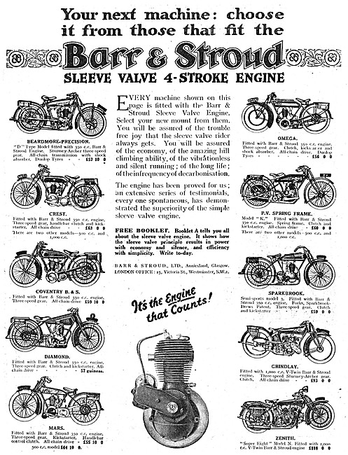 1924 Models With Barr & Stroud Motor Cycle Engines               