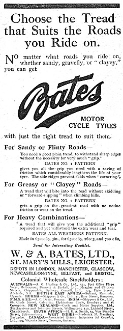 Bates Motor CycleTyres - Bates Tyres 1920 Advert                 