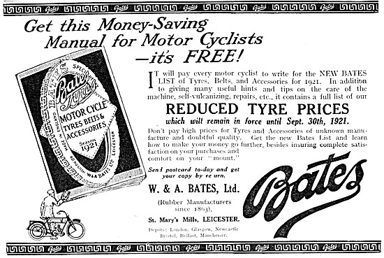 Bates Motor CycleTyres - Bates Tyres 1921 Patterns               