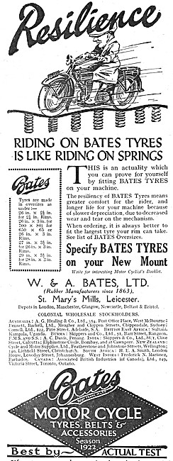 Bates Motor CycleTyres - Bates Tyres 1922 Advert                 
