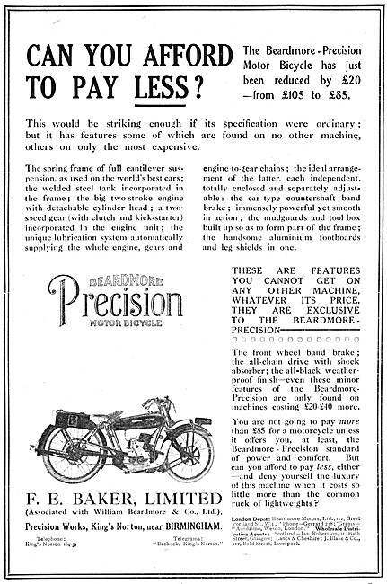 1921 Beardmore Precision Motor Cycles                            