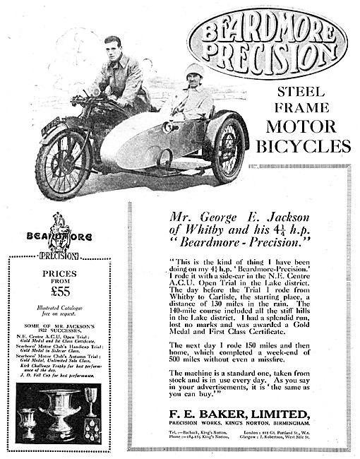 1923 4.25hp Beardmore Precision Motor Cycle                      