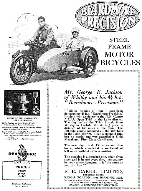 Beardmore Precision 4.25hp Motor Cycle 1923                      