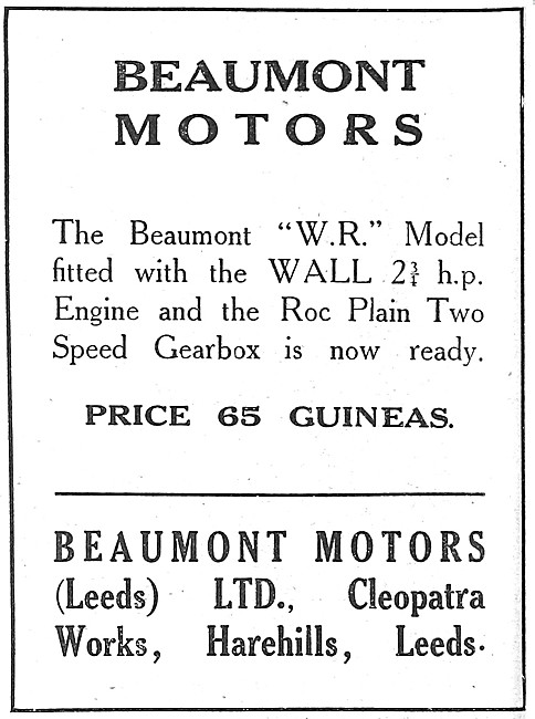 Beaumont W.R.Model With Wall 2.75 hp Engine 1920                 
