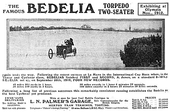 1912 Bedelia Torpedo Two-Seater Car                              