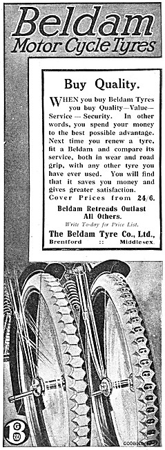 Beldam Motor Cycle Tyres & Retreads 1914                         