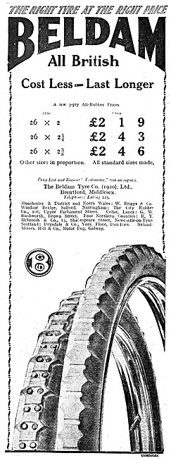 1921 Beldam Tyres Advert                                         