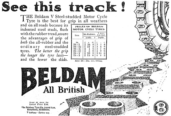 Beldam Motorcycle Tyres 1921 Advertisement                       
