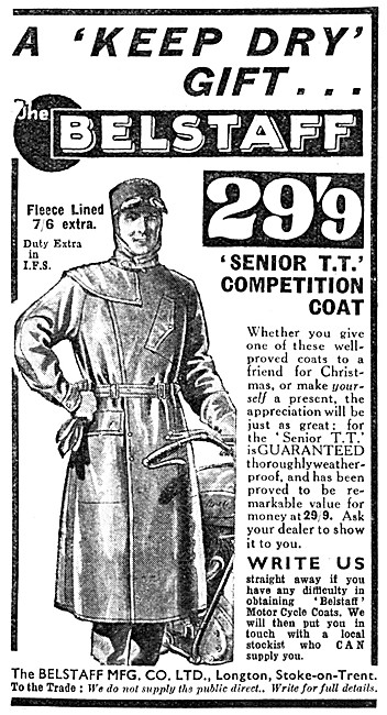 Belstaff Motor Cycle Coats 1937 Styles                           