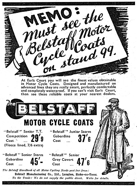 Belstaff Motor Cycle Coats 1938 Patterns                         